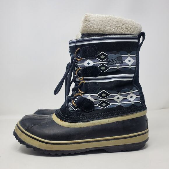 SOREL Women's Rain Snow Boots NL1715-010 B&W - Picture 1 of 8